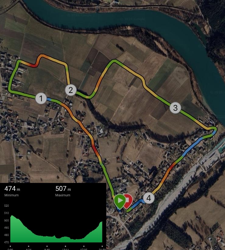 Streckenplan und Höhenprofil FoxYard Ultra 4,2 km